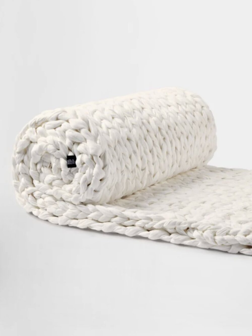 Silk & Snow Hand Knitted Weighted Blanket 100% Cotton in Cream